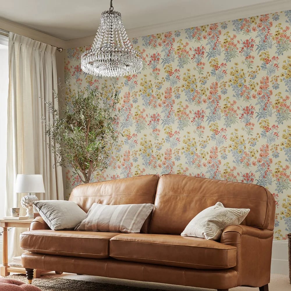 Megan Ochre Yellow Wallpaper roomset