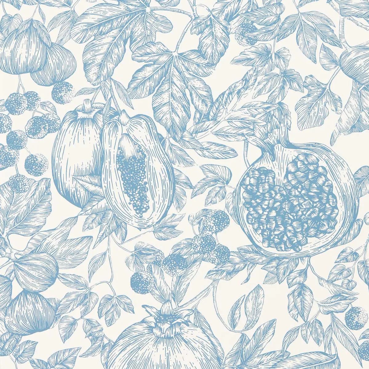 Melograno Wallpaper — Celestial/Fig Blossom
