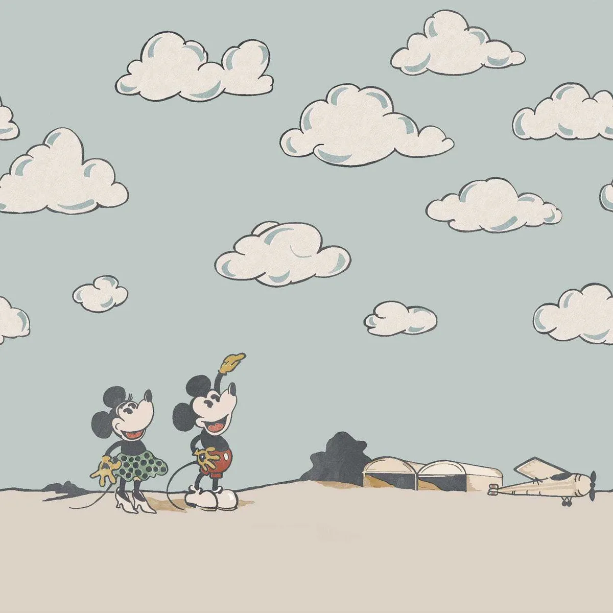 Mickey In The Clouds Sea Salt Wallpaper roomset