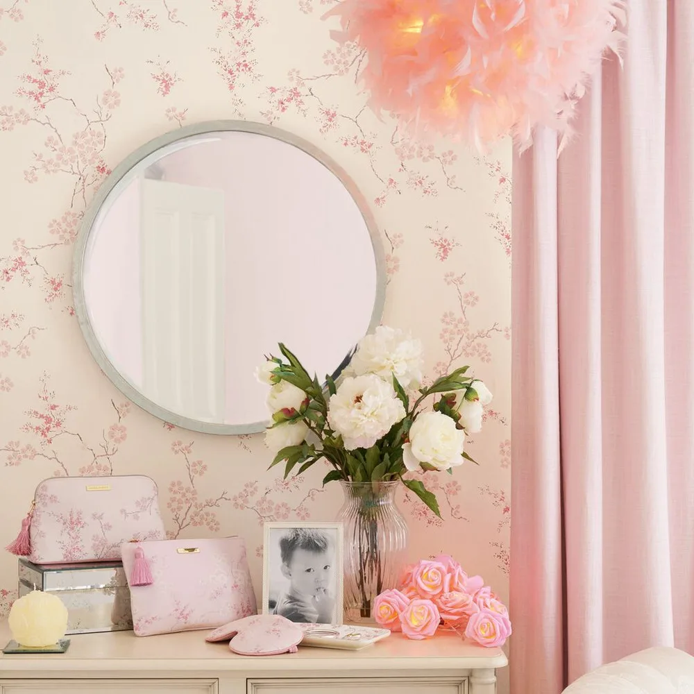 Oriental Blossom Blush Wallpaper roomset