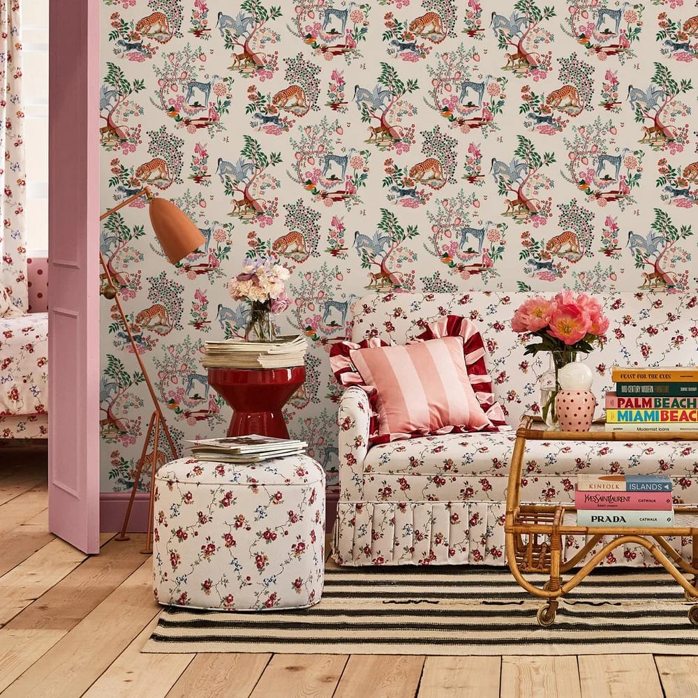 Painted Kingdom Natural Wallpaper roomset
