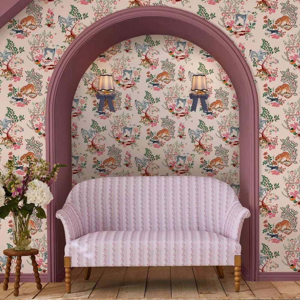 Painted Kingdom Pink Wallpaper roomset