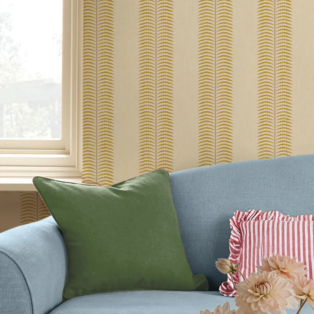 Palm Leaf Stripe Wallpaper roomset