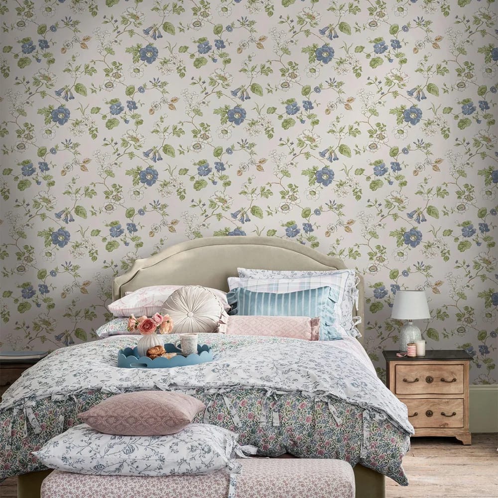 Pennywell Grove Chalk Blue Wallpaper roomset