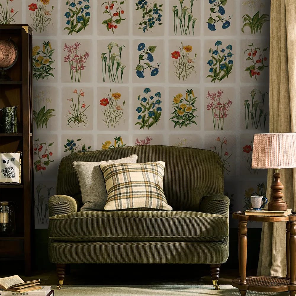 Pershore Postcards Linen Wallpaper roomset