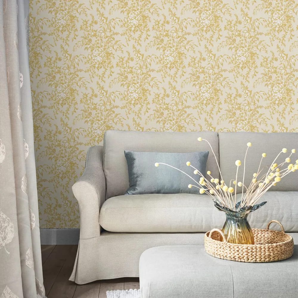 Picardie Pale Gold Wallpaper roomset