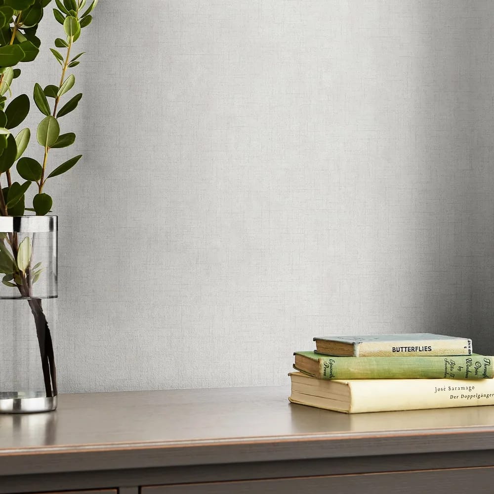 Plain Pale Silver Wallpaper roomset