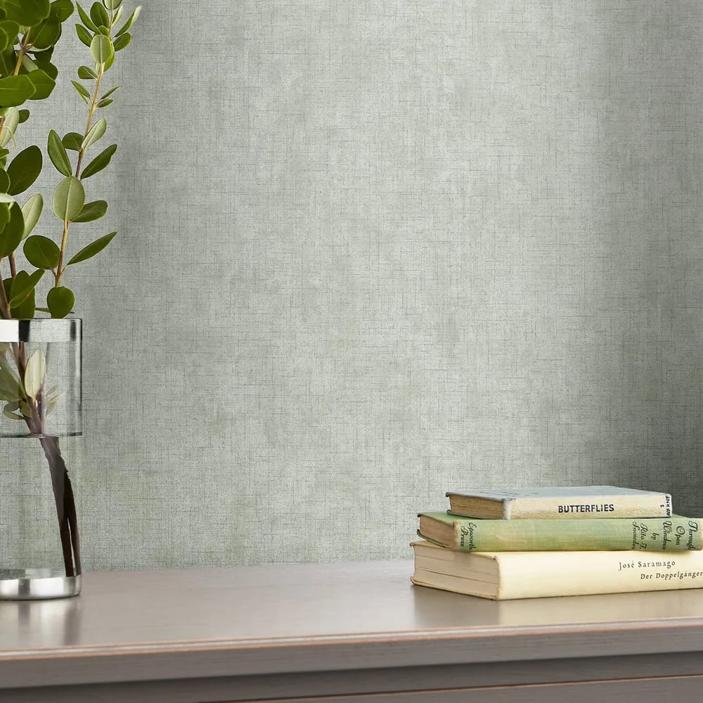 Plain Sage Leaf Wallpaper roomset