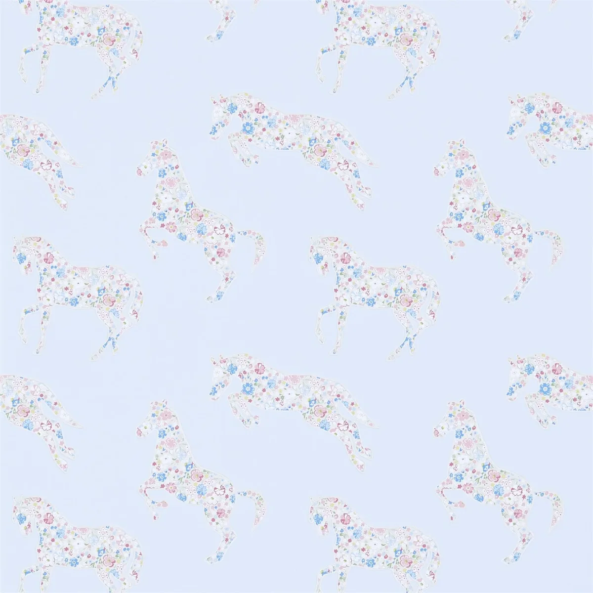 Pretty Ponies Chintz/Blue Wallpaper roomset