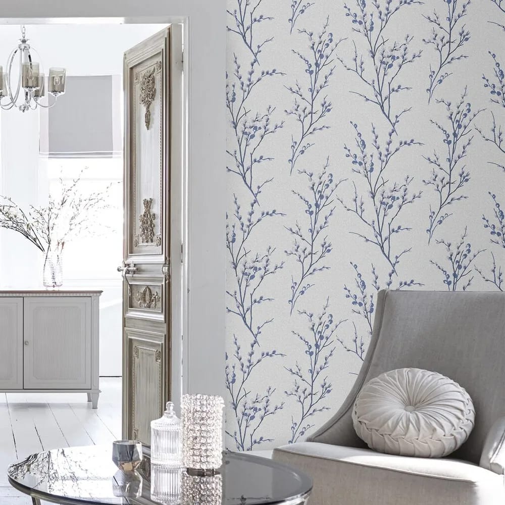 Pussy Willow Midnight Wallpaper roomset