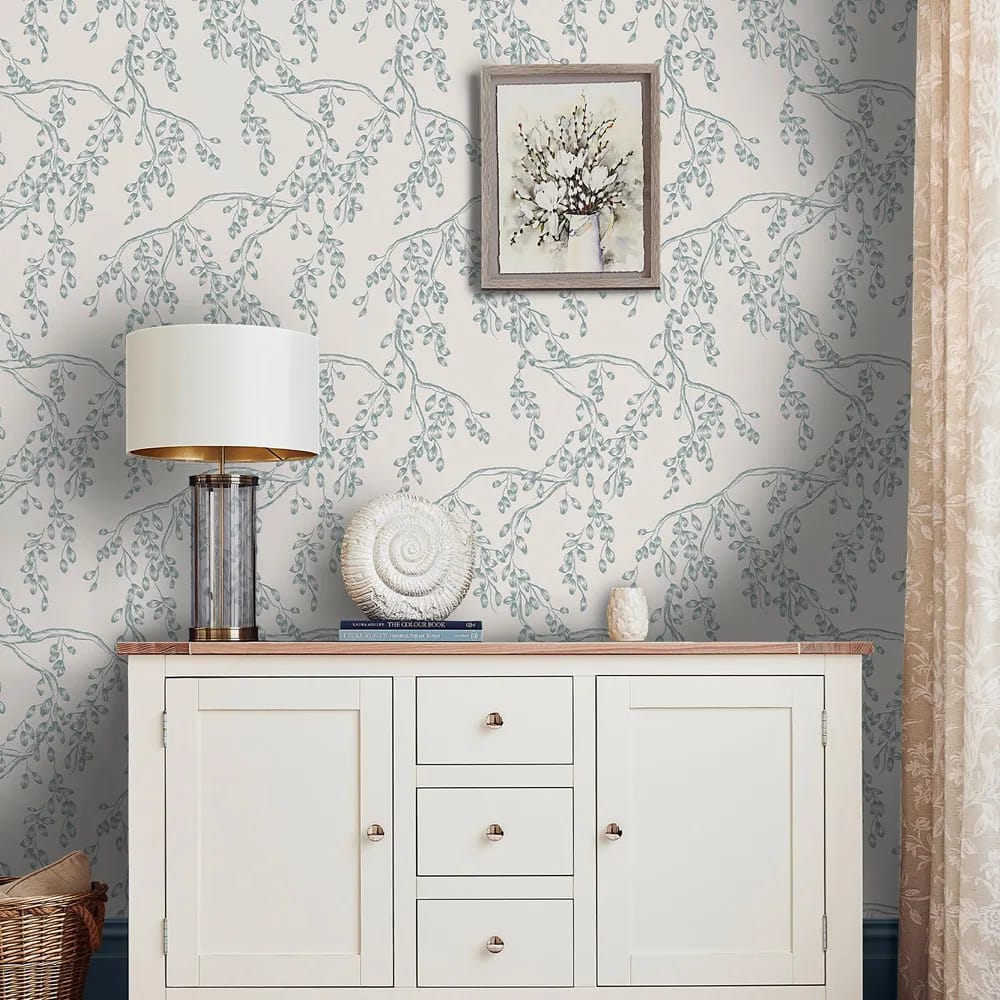 Rainham Willow Newport Blue Wallpaper roomset