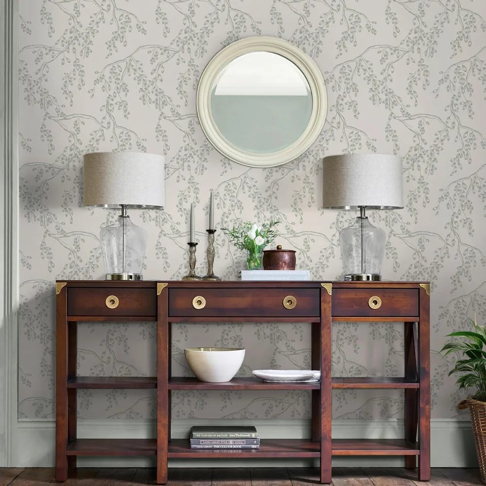 Rainham Willow Sage Wallpaper roomset