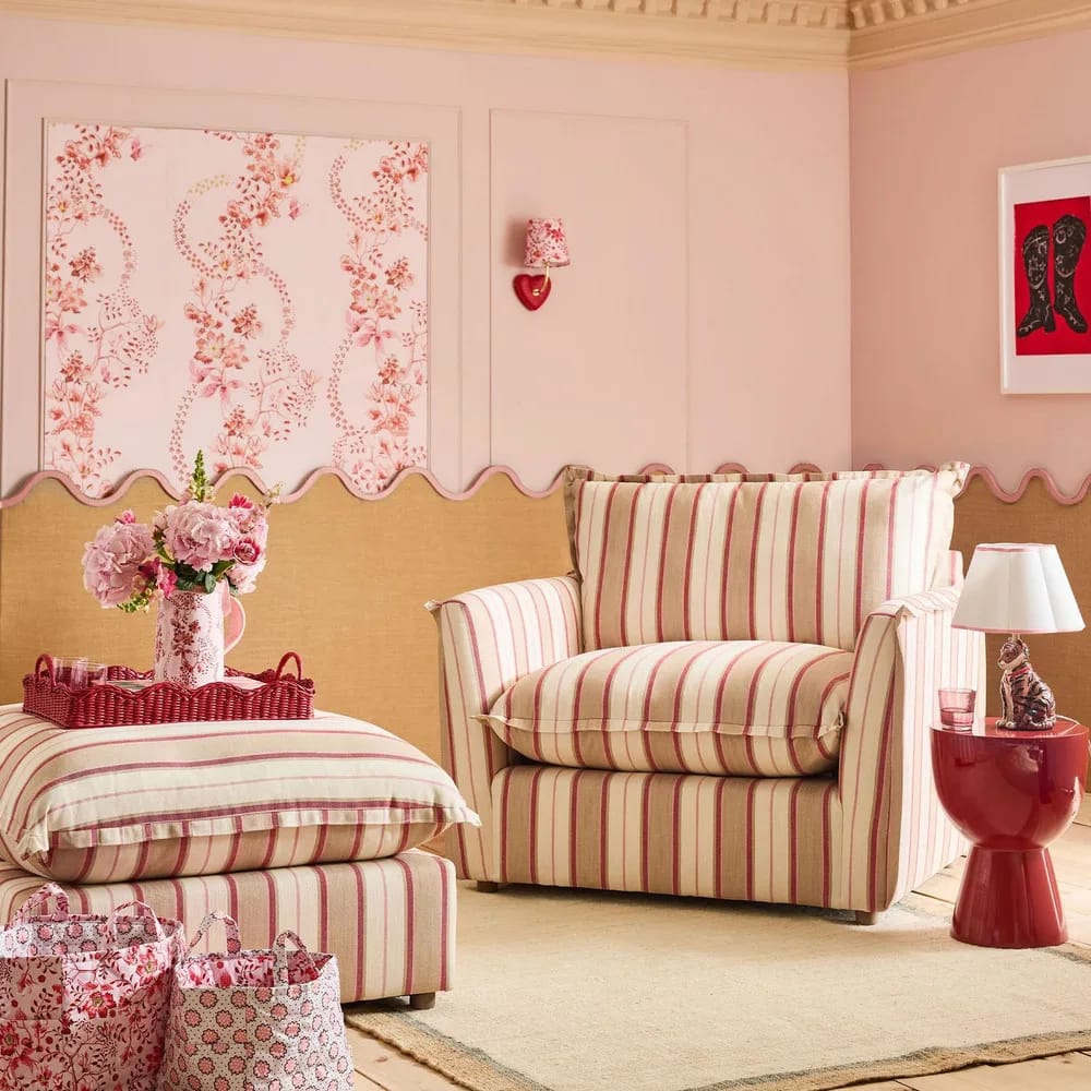 Road Floral Pink & Red Wallpaper roomset