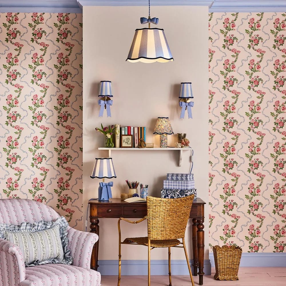 Rose Flutter Pink Wallpaper roomset