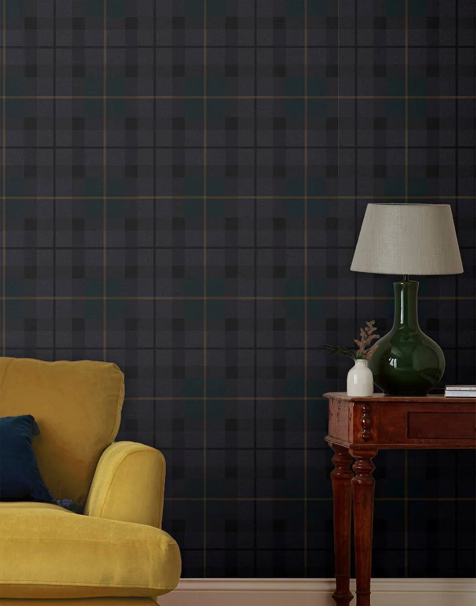 Rothero Check Wallpaper roomset