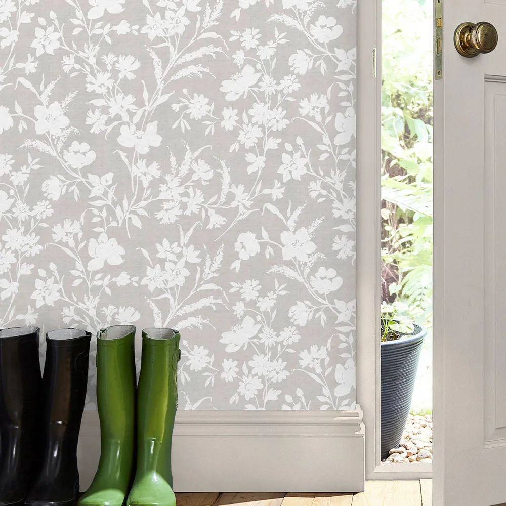 Rye Dove Grey Wallpaper roomset
