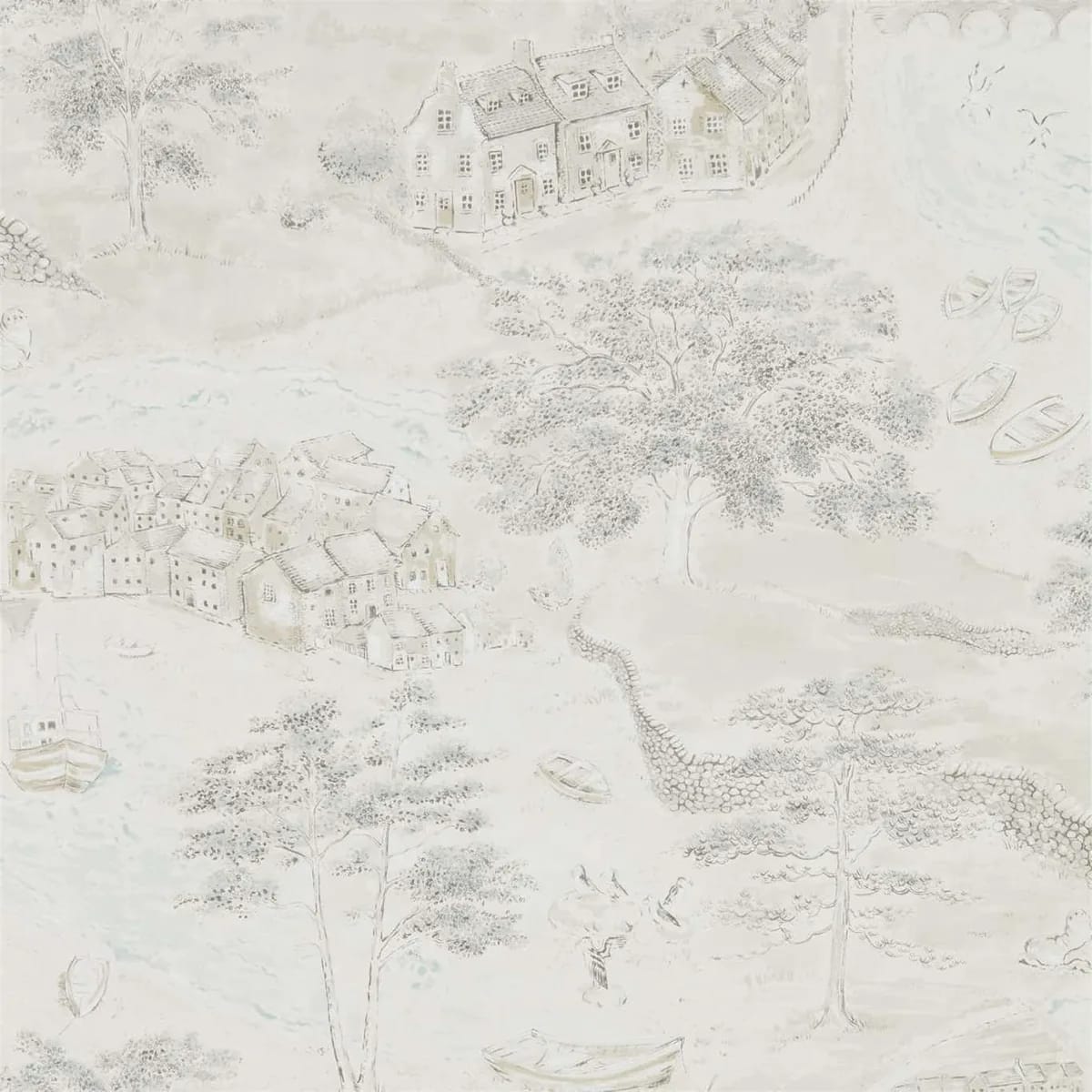 Sea Houses Wallpaper roomset