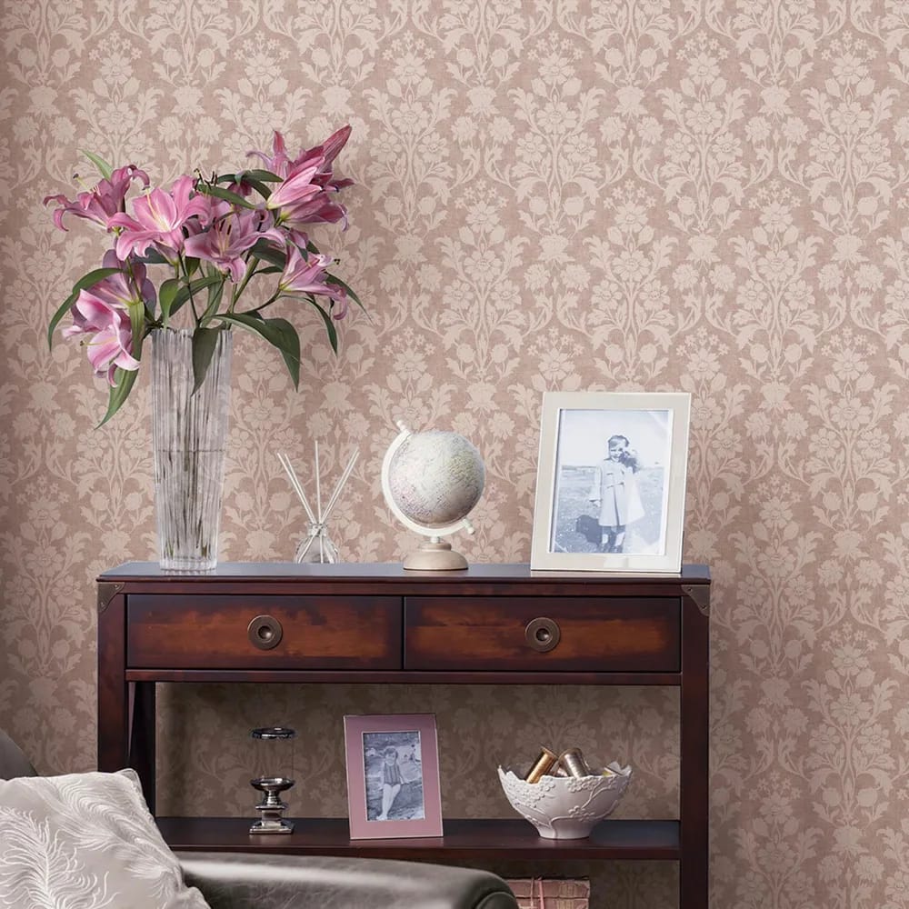 Semington Silhouette Plaster Pink Wallpaper roomset