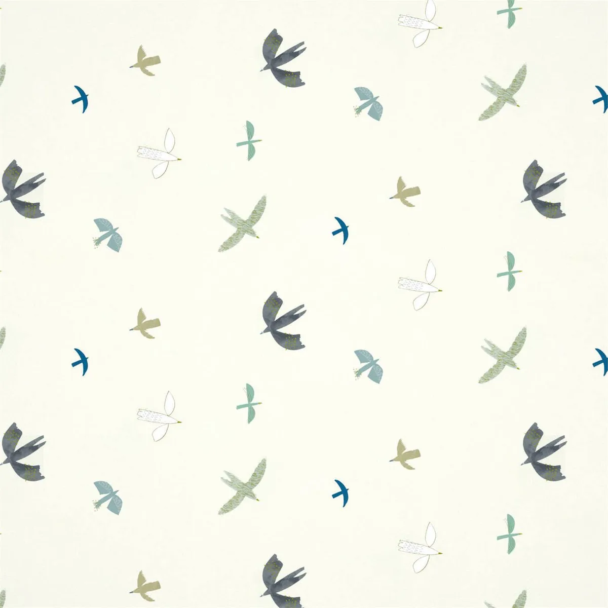 Skies Above Duck Egg/Linen Wallpaper roomset