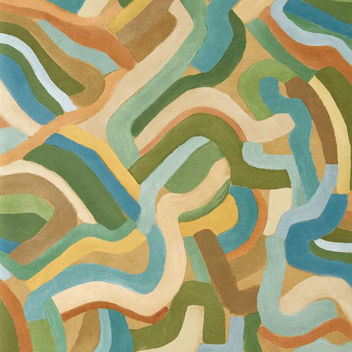 Spiralis Ochre/Turquoise/Forest Wallpaper roomset