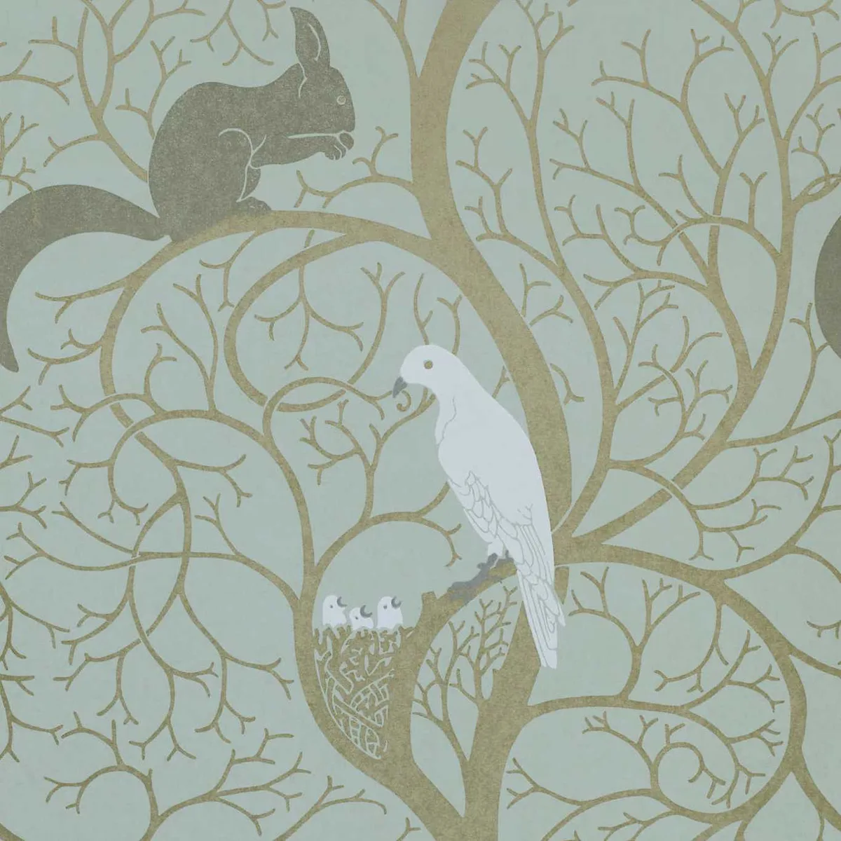 Squirrel & Dove Wallpaper roomset