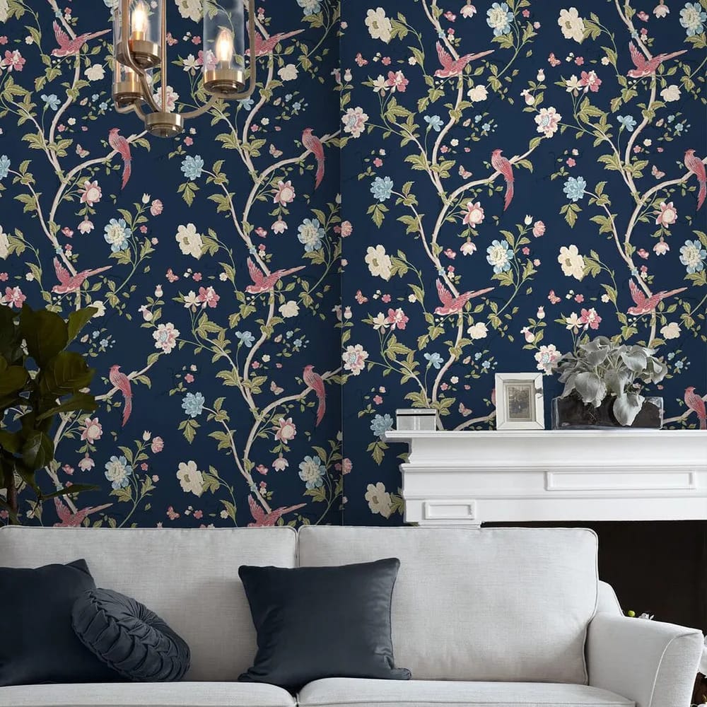 Summer Palace Midnight Blue Wallpaper roomset