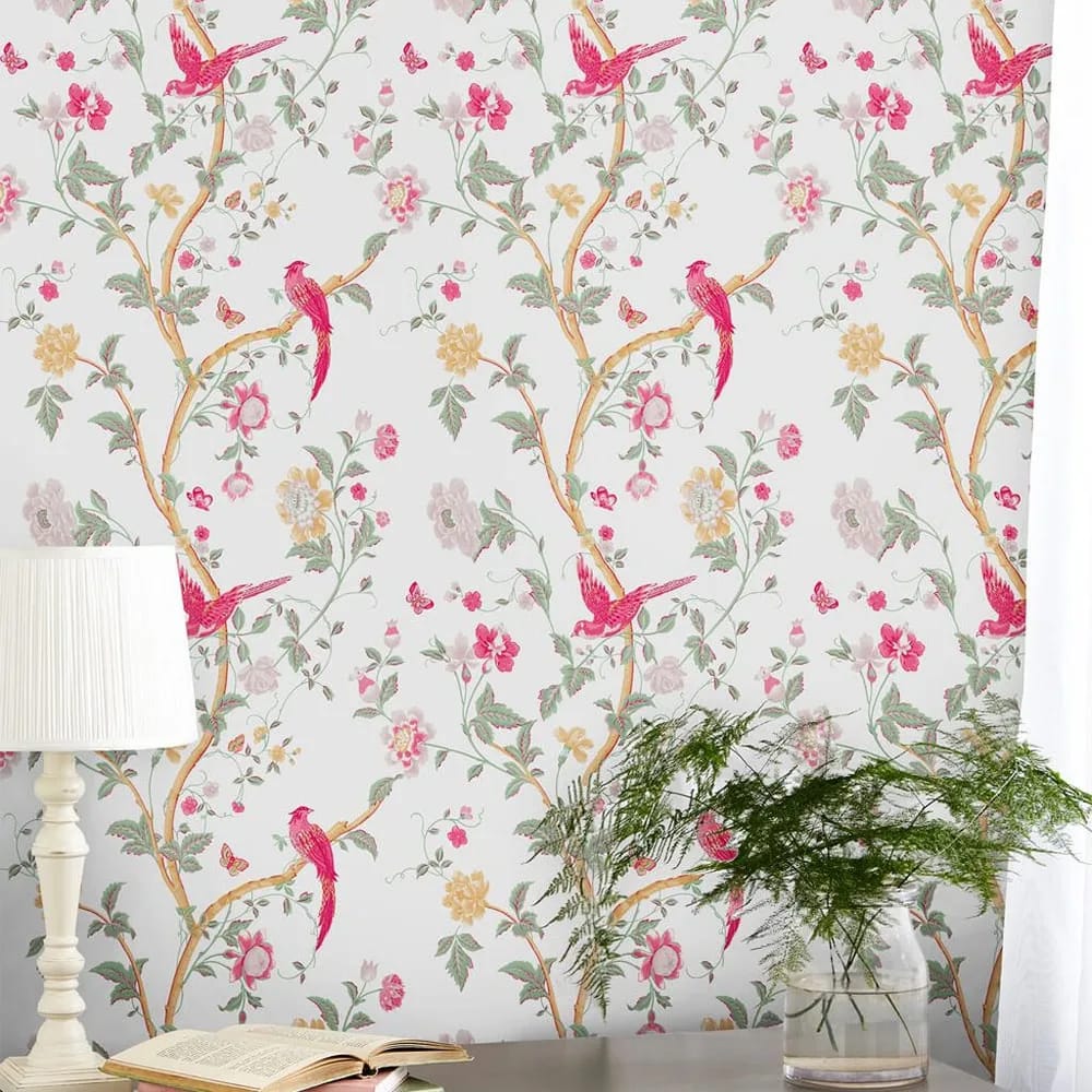 Summer Palace Peony Wallpaper roomset