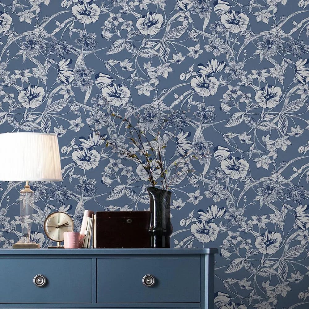 Summerhill Midnight Blue Wallpaper roomset