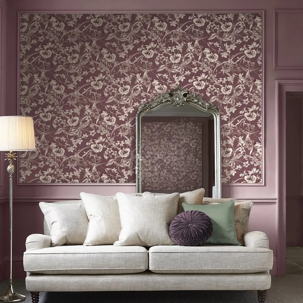 Summerhill Pale Blackberry Wallpaper roomset