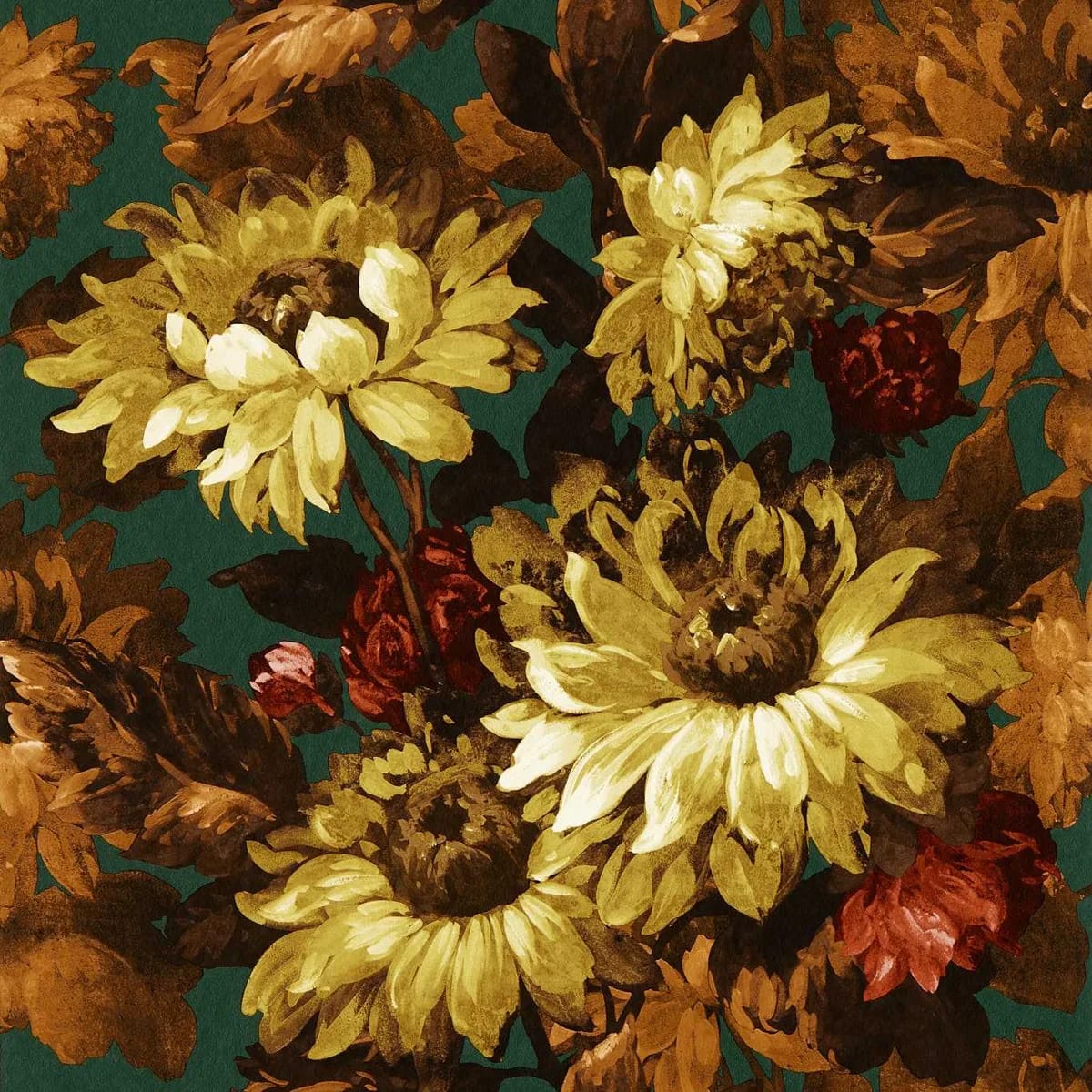 Sunforest Wallpaper — Sage/Russet