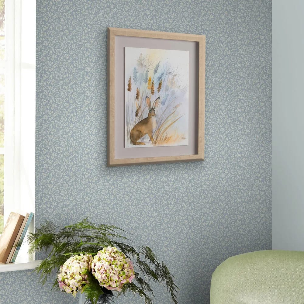 Sweet Alyssum Pale Seaspray Blue Wallpaper roomset