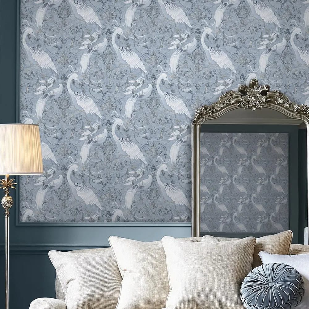 Tregaron Midnight Blue Wallpaper roomset