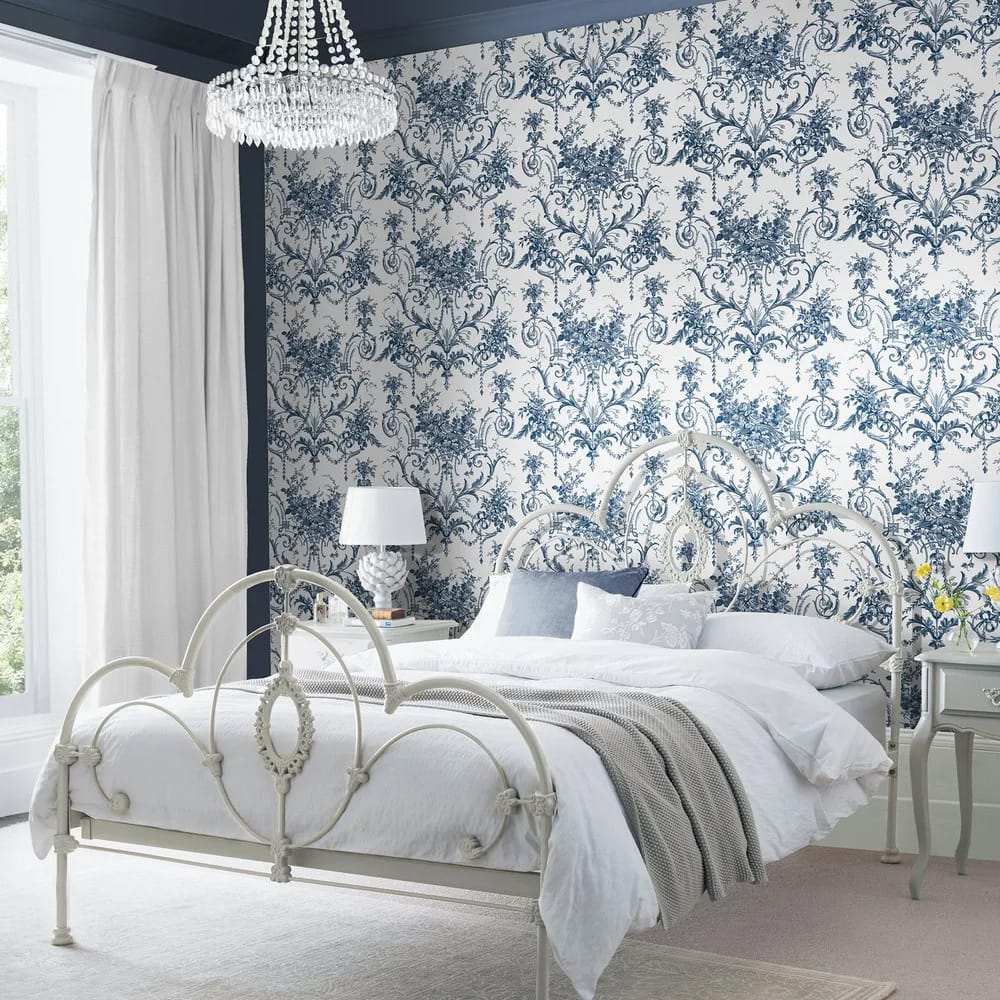 Tuileries Midnight Blue Wallpaper roomset