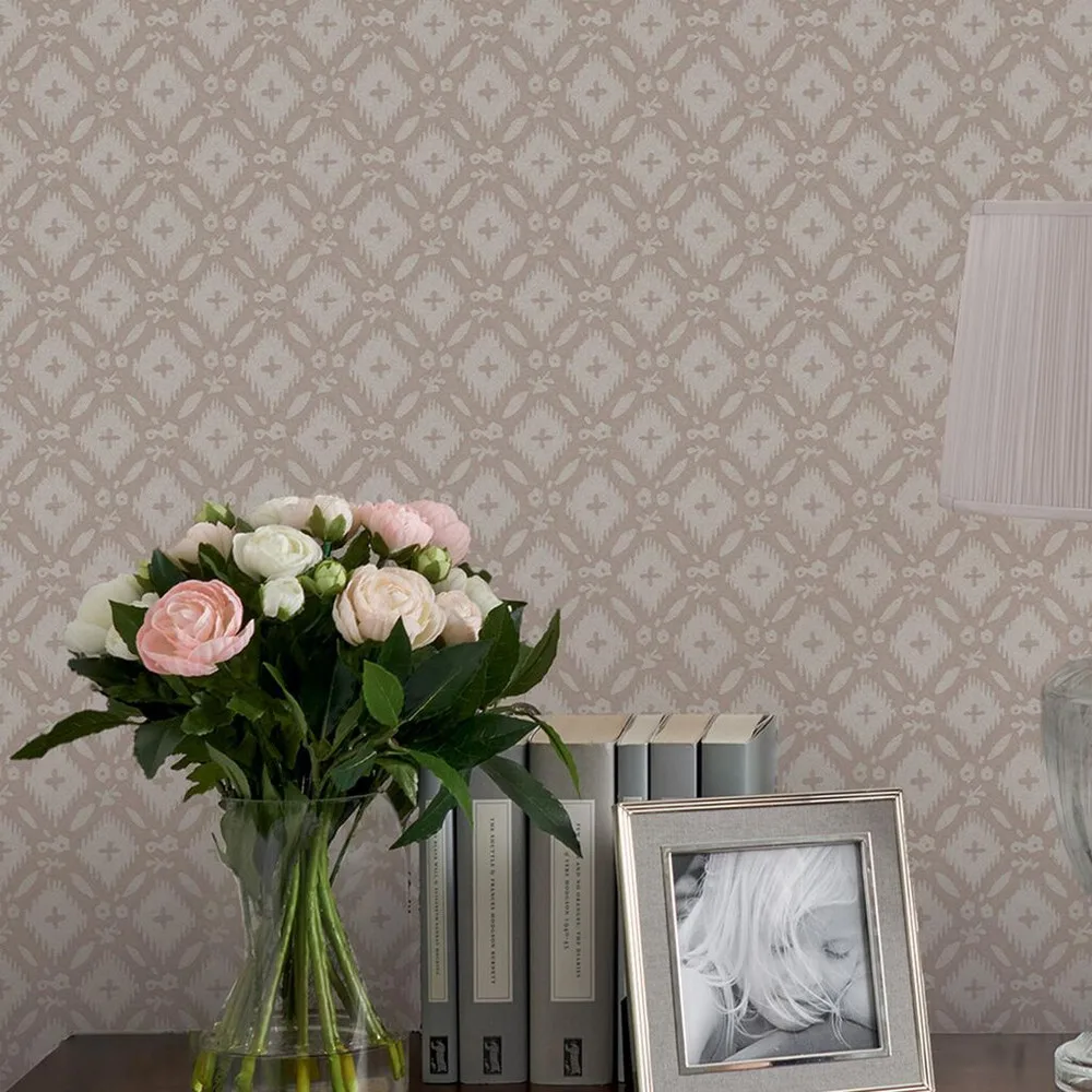 Whitebrook Dove Grey Wallpaper roomset
