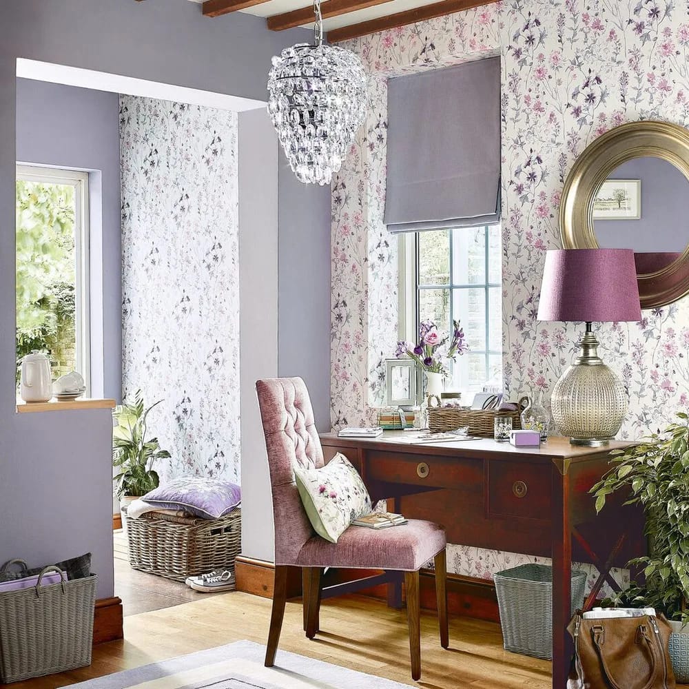 Wild Meadow Pale Iris Wallpaper roomset