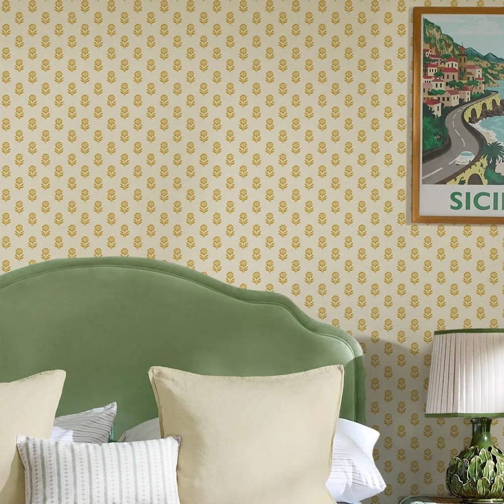 Woodblock Floral Wallpaper roomset