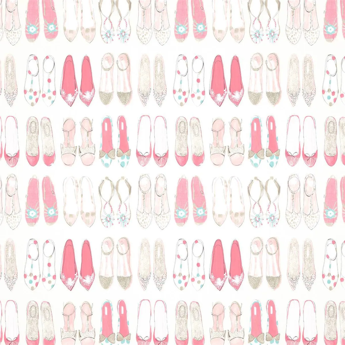 World At Your Feet Pebble/Blossom/Sky Wallpaper roomset